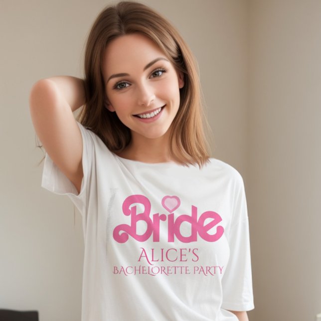 Rosa av personlig för matsmältning t shirt (Trendy pink typography bride to be. Team bride also available for a memorable bachelorette party. )