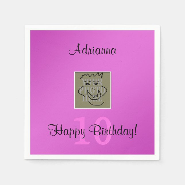 Rosa av personlig foto och Anpassningsbar Pappersservett (Framsidan)