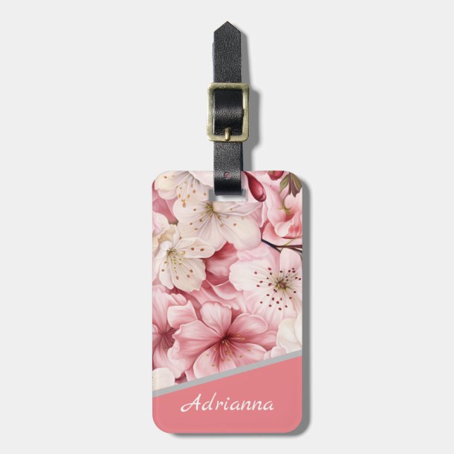Rosa av personlig Namn Modern Sakura Blommar Bagagebricka (Vertikal Framsida)