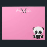 Rosa av Personligen i Monogram Cute Sitta Panda  Anteckningsblock<br><div class="desc">Rosa i Monogram Cute Sitta Panda Personlig  Anteckningsblock har en söt pandabjörn sitta på golv med rosa bakgrund. Anpassa med ditt monogram och namn genom att redigera texten i de angivna textrutorna. Designad av ©Evco Studio www.zazzle.com/store/evcostudio</div>