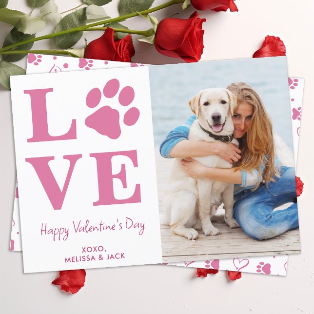 Rosa av Pet Photo hund KÄRLEK Valentines day Anpas Julkort (Skapare uppladdad)