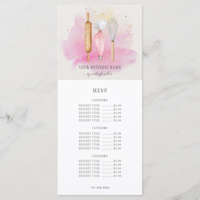 Rosa av  Pris för bakverk Chef Baker Utensils Meny (Framsida)