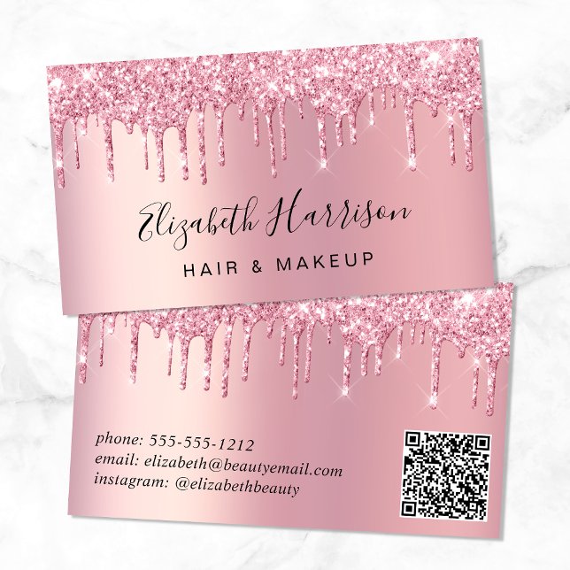 Rosa av QR-koden för glitter Visitkort (Skapare uppladdad)