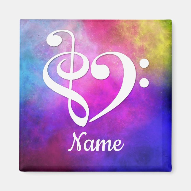 Rosa av rengjort Bass Clef Heart Nebula Customized Magnet (Framsidan)