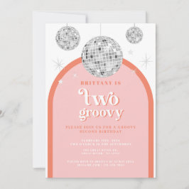 Rosa av Retro Disco Arch för andra födelsedagen Or Inbjudningar