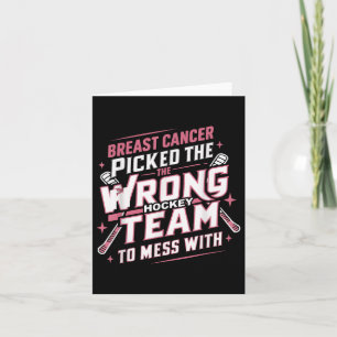 Rosa av ribb i iset Hockey Breast Cancer Awareness Kort