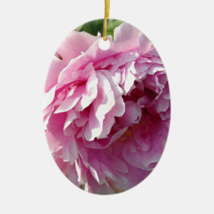 Rosa av romsk elegant rosa blommigt Peonies Julgransprydnad Keramik