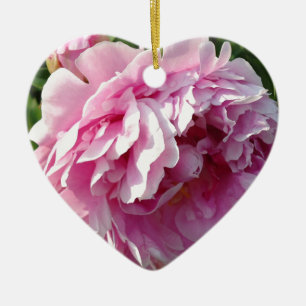 Rosa av romsk elegant rosa blommigt Peonies Julgransprydnad Keramik