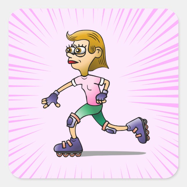 Rosa av rullskridFödelsedagsfest Fyrkantigt Klistermärke (Framsida)