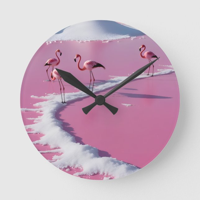 Rosa av saltfletter i Wall Clock bonaire Rund Klocka (Framsida)