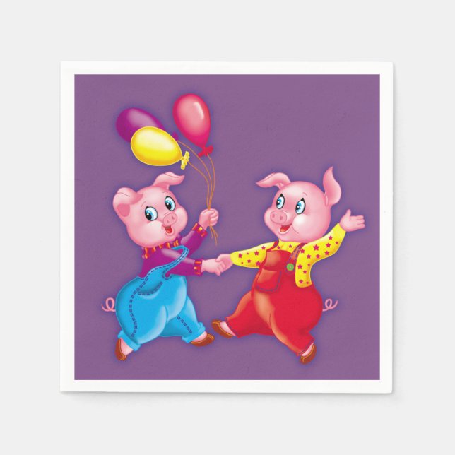 rosa av smågrisar glad pappersservett (Framsidan)