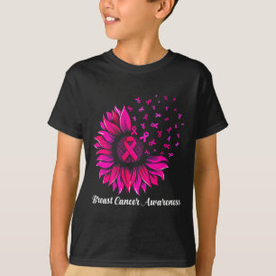 Rosa av solros Bära Bröstcancer Kvinnomedvetenhet  T Shirt