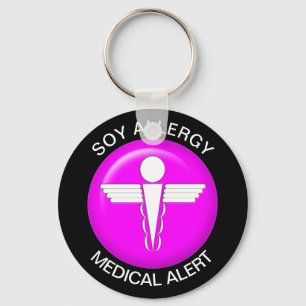 Rosa av soy Allergy Medical Alert Nyckelring
