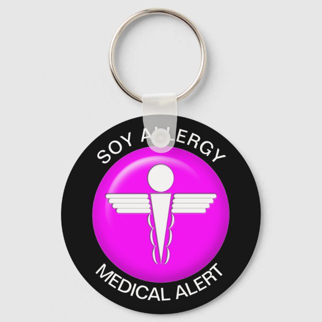 Rosa av soy Allergy Medical Alert Nyckelring (Framsida)