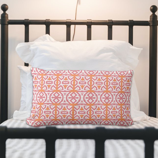 Rosa av stametnisk Orange Geometric Mönster Lumbarkudde (Skapare uppladdad)