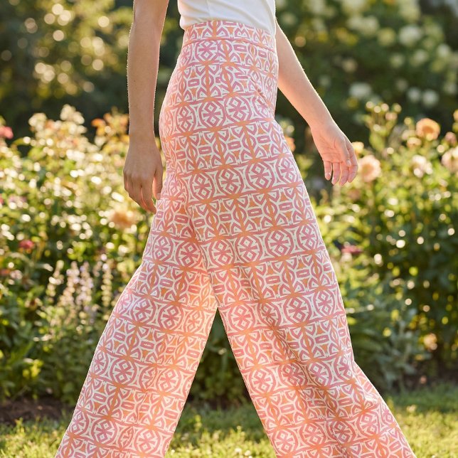 Rosa av stametnisk Orange Geometric Mönster Tyg (Skapare uppladdad)