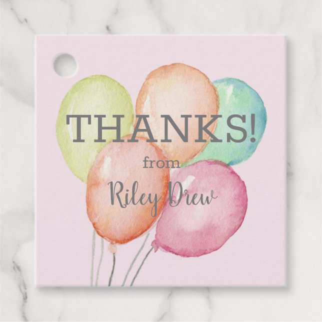 Rosa av tack vattenfärgbubblor gåvor etiketter (Framsida)