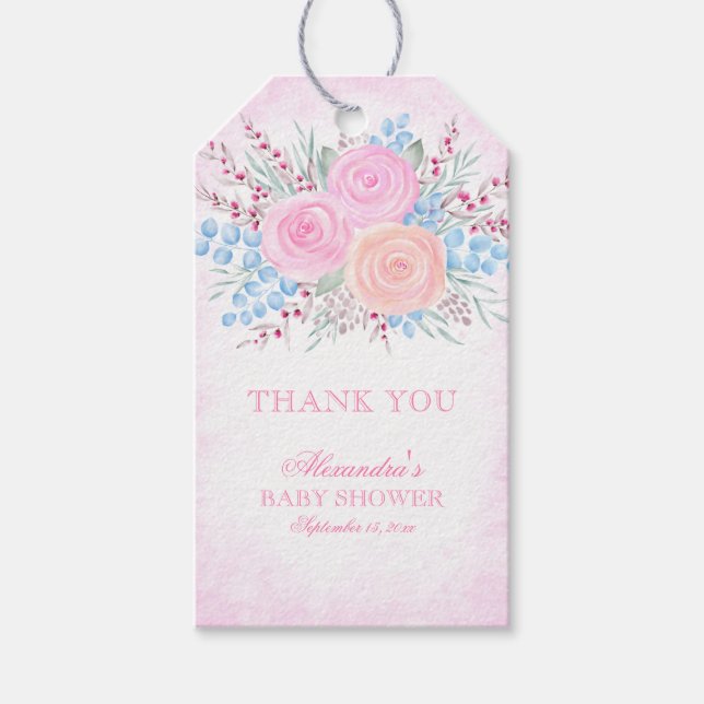 Rosa av Tacken Watercolor Bouquet Presentetikett (Framsidan)