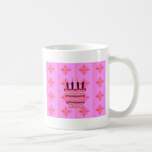 Rosa av teckning av födelsedagskalkkonst kaffemugg