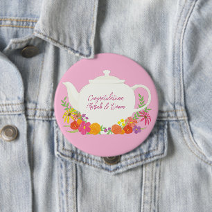 Rosa av Tekanna i Tea Party Baby Shower Girl Knapp