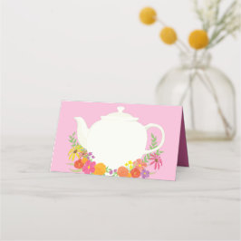 Rosa av Tekanna i Tea Party Baby Shower Girl Placeringskort