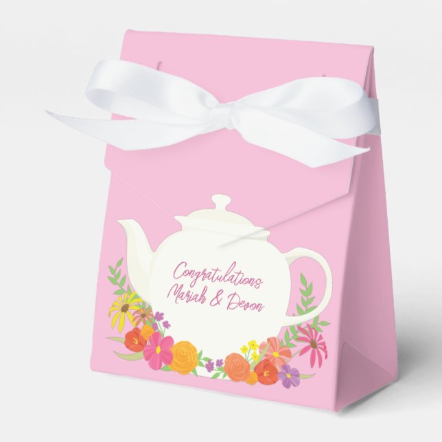 Rosa av Tekanna i Tea Party Baby Shower  Girl Presentaskar (Framsidan Sidan)