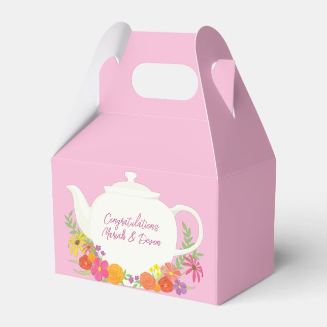 Rosa av Tekanna i Tea Party Baby Shower  Girl Presentaskar (Framsidan Sidan)