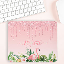 Rosa av tropisk Blommigt i vattenfärgen  Glitter Musmatta
