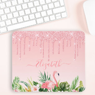 Rosa av tropisk Blommigt i vattenfärgen Glitter Musmatta