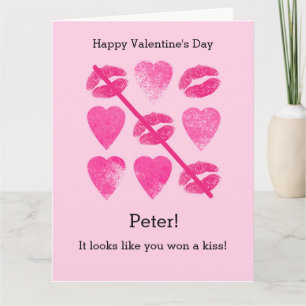 Rosa av valentines med läppar och hjärta Card Kort