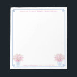 Rosa av vallmo och Anpassningsbar med Namn Anteckningsblock<br><div class="desc">Elegant gräns i det grekiska Nyckel-hörnet med Sakura-blommar med vattenfärg i ett ingefära burk vas. Du kan ändra färg på gräns (för närvarande ett pulverblått) genom att ändra bakgrunden färg på sidan (för att göra detta "klicka för att anpassa dig ytterligare" under den plats där du skriver texten).</div>