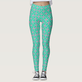 Rosa av vallmo och seafoam leggings