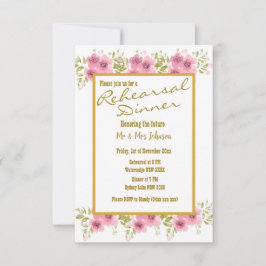 Rosa av vattenfärg Anemone Blommigt Rehearsal Midd Inbjudningar