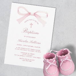 Rosa av vattenfärg Bow Baptism Inbjudningar
