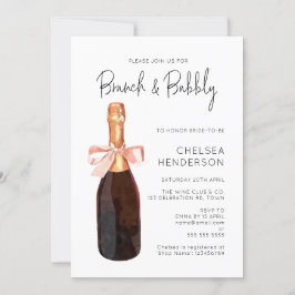 Rosa av vattenfärg Champagne Brunch och bubbeldusc Inbjudningar
