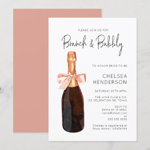 Rosa av vattenfärg Champagne Brunch och bubbeldusc Inbjudningar