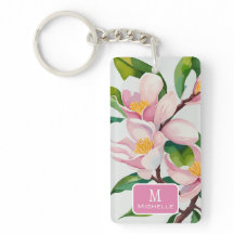 Rosa av vattenfärg Magnolia Botanical Monogram
