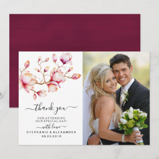 Rosa av vattenfärg Magnolia Flowers Tack Kort