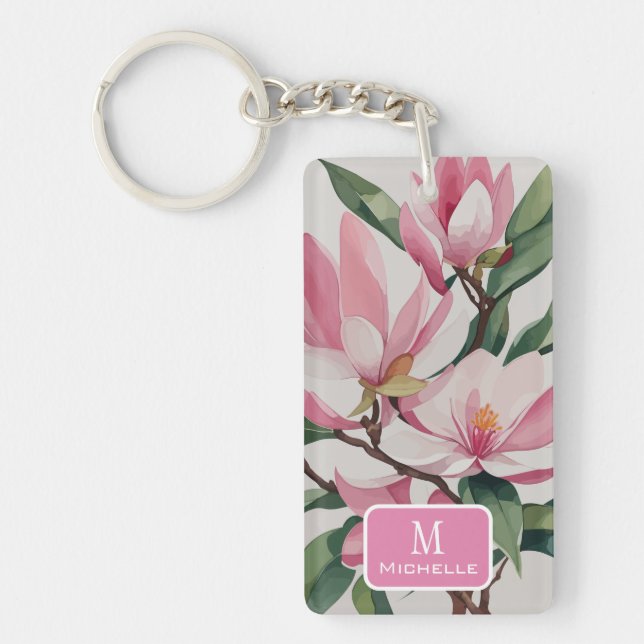 Rosa av vattenfärg Magnolia Modern Art Monogram (Framsidan)
