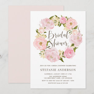 Rosa av vattenfärg Möhippa av av krans Inbjudningar