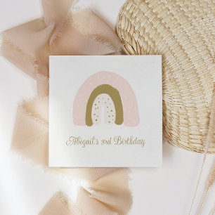 Rosa av vattenfärg Regnbåge Pastel-Födelsedagsfest Pappersservett