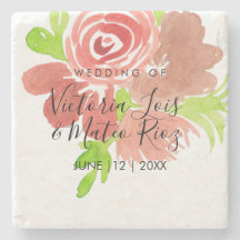 Rosa av vattenfärgen Blommigt Beige Löv Bröllop