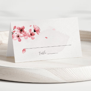 Rosa av vattenfärgen Blommigt Cherry Blommar Bröll Placeringskort