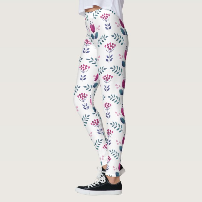 Rosa av vattenfärgen Blommigt Leggings (Vänster)