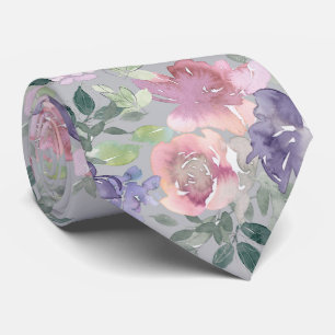 Rosa av vattenfärgen Blommigt och Lila Slips
