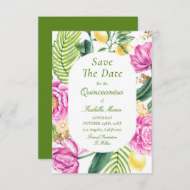 Rosa av vattenfärgen Blommigt Peonies Tulips Quinc Spara Datumet