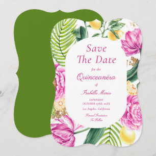 Rosa av vattenfärgen Blommigt Peonies Tulips Quinc Spara Datumet