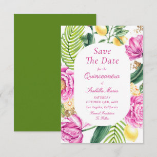 Rosa av vattenfärgen Blommigt Peonies Tulips Quinc Spara Datumet