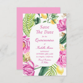 Rosa av vattenfärgen Blommigt Peonies Tulips Quinc Spara Datumet