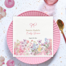 Rosa av vattenfärgen Bow Blommigt Girl Baby dusch